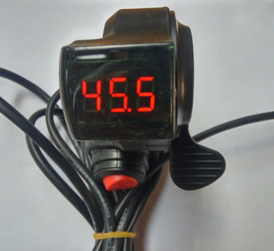 Black 36V/48V/60V/72V Thumb Throttle w/ LCD Digital Battery Voltage Display For Ebike Scooter