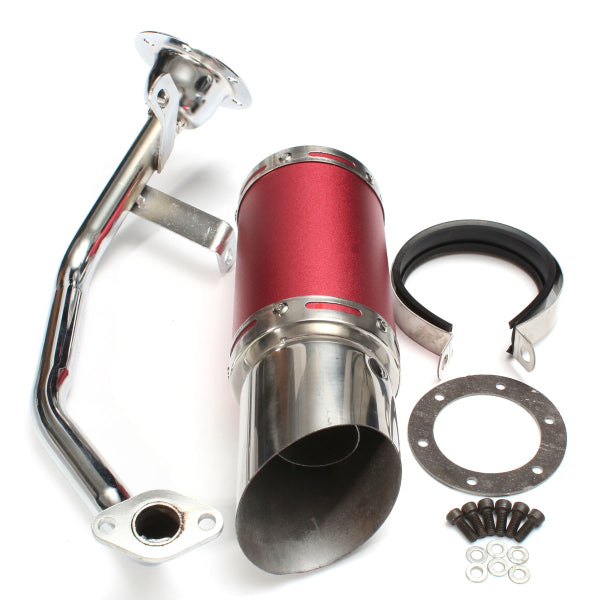Maroon 50mm/2in Motorcycle Exhaust System Stainless Steel Short Carbon Fiber For GY6 49cc 50cc 125cc 150cc 200cc 4 Stroke Scooter