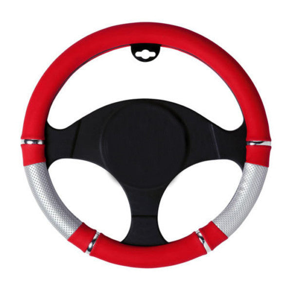 Universal PVC Leather Car Auto Truck Steering Wheel Covers 37-39 CM Red Silver - Auto GoShop