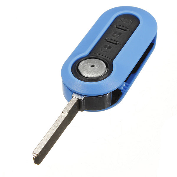 Cornflower Blue Remote Flip Key Shell Case Blade For Fiat 500 Panda Brava Stilo